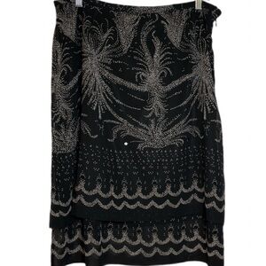 Jones New York Sequin Embellished Skirt Vintage Design Black Ruffle Size 14